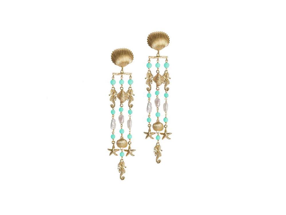 Mineral Strand Earrings - A pretty, sea green pair of earrings